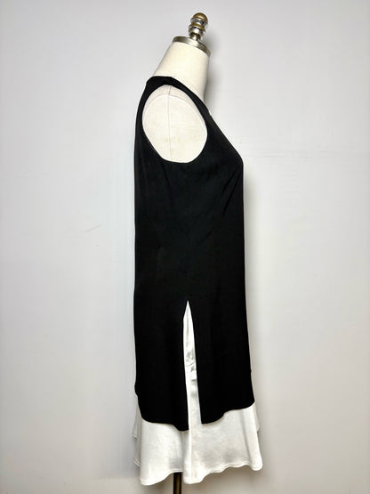 Women Size 34 (4 US) Vintage Karl Lagerfeld Y2K Black, White Ruffle  Hem Dress