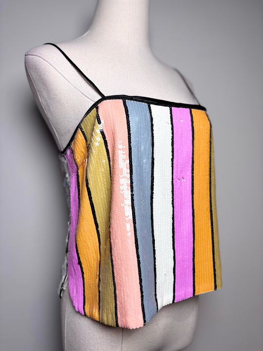 Women Size 8 Veronica Beard Multi-Color Vertical Stripes Top