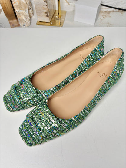 W Shoe Size 41 Ann Mashburn Green Tweed NWT Heels