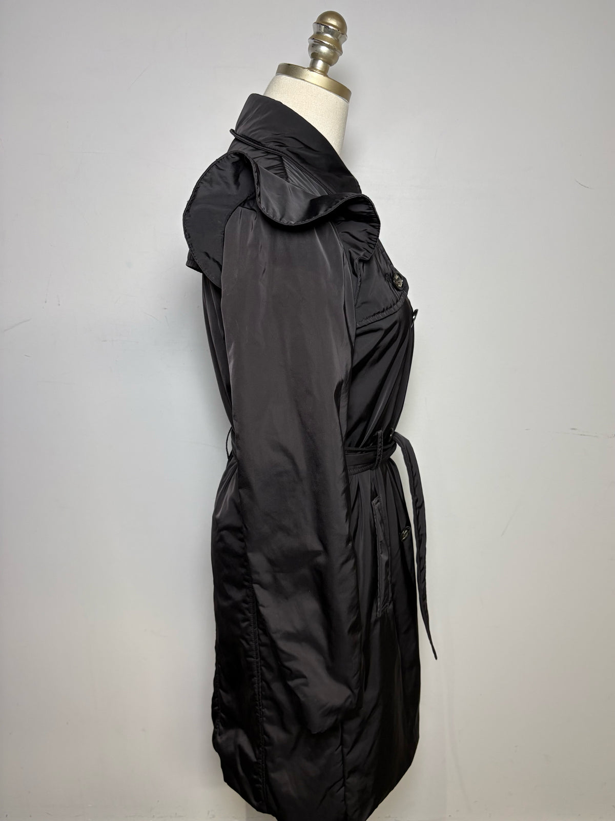 Women's Size 6 Love Moschino Black Double-Breasted Vintage Pre-Owned Rain Coat