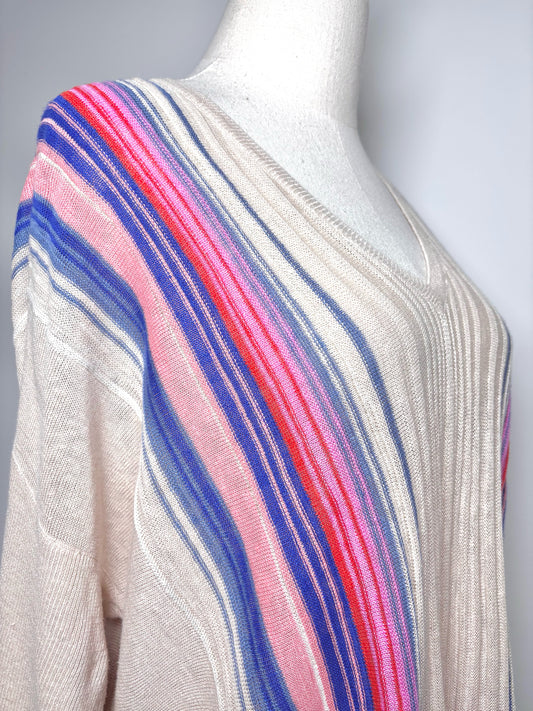 Women Size L Gerard Darel Beige, pink, blue Stripe NWT Top