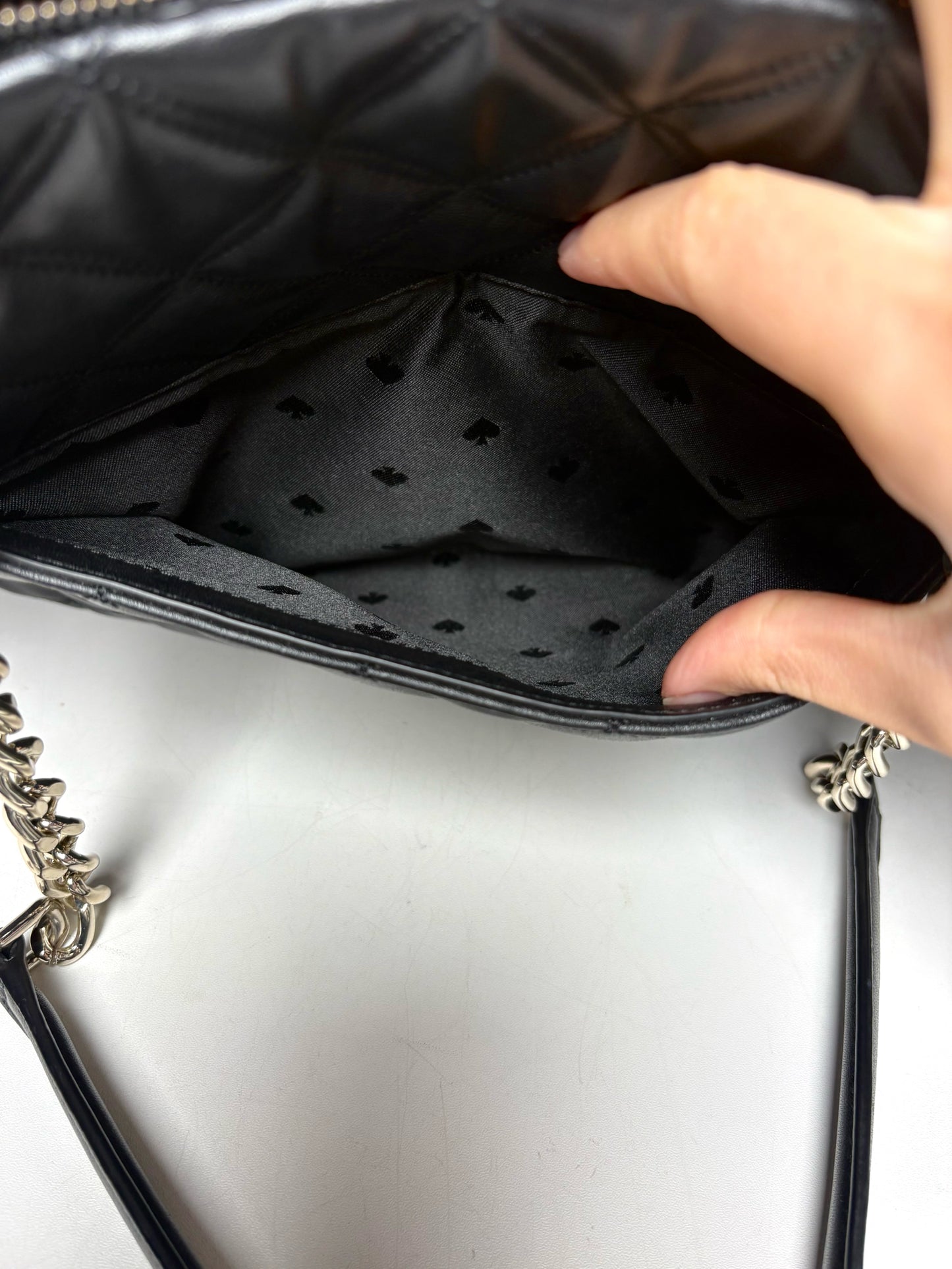 Kate Spade New York Diamond Quilt Leather Pre-owned Black Carey Tote Bag
