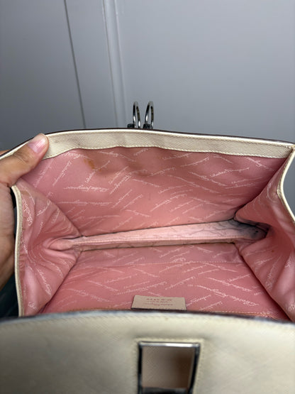 Salvatore Ferragamo Solid Bone Saffiano Gancini Purse