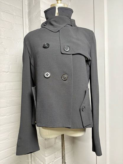 Women Size 40 Sonia Rykiel Black Solid Silk, Wool Vintage Jacket