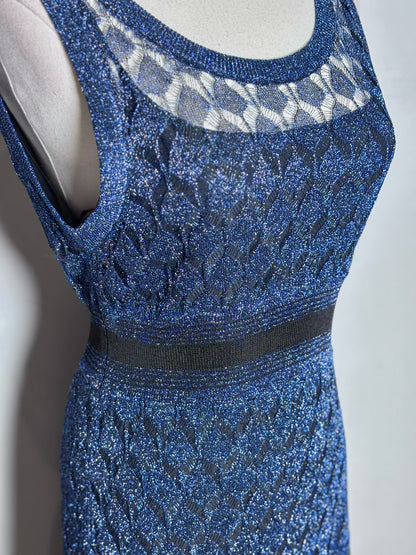 Women Size 40 (4/S US) Missoni Blue Metallic Pre-owned, NWT Midi Dress