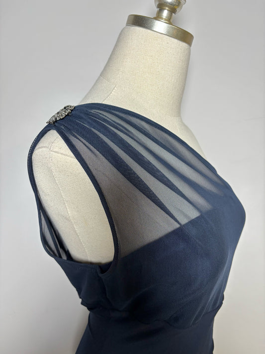 Women Size 10 Lauren Ralph Lauren Blue Solid One Shoulder Gown