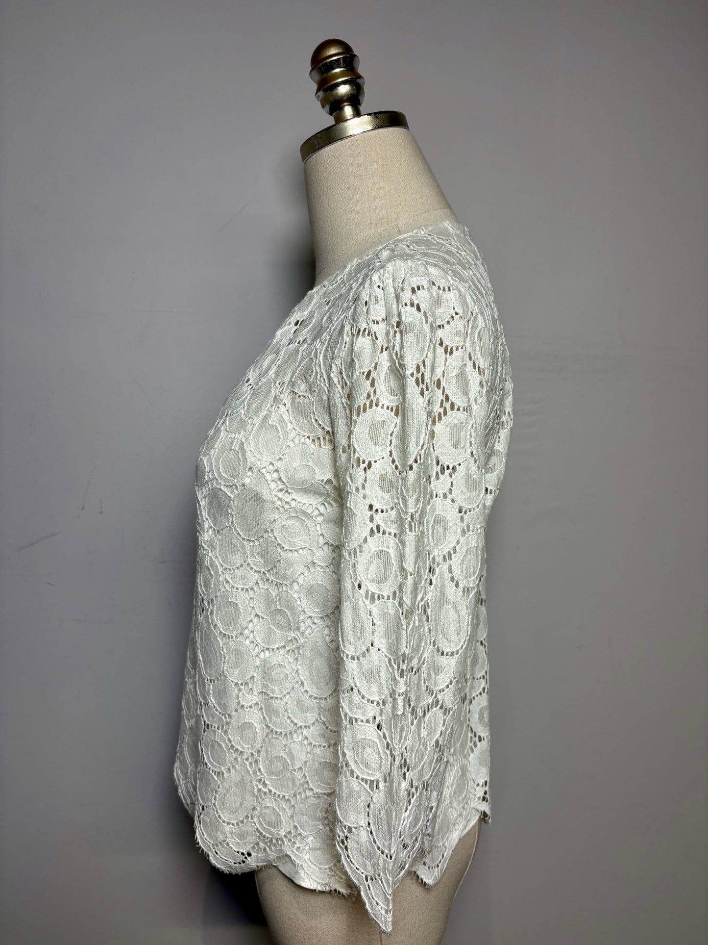 Size 4 Milly of New York White Lace Women's Cotton Pre-owned Blouse