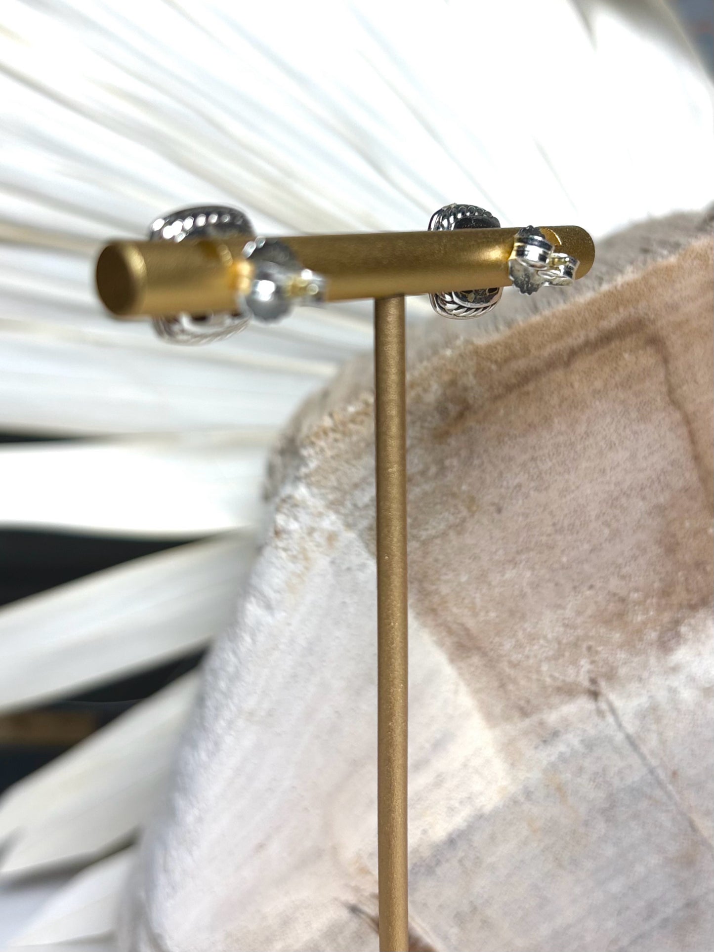 David Yurman Blue Topaz, Diamond 5mm Stud Earrings