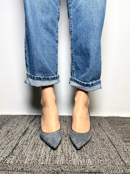W Shoe Size 39 Manolo Blahnik Rela Grey Suede Pre-owned Pump