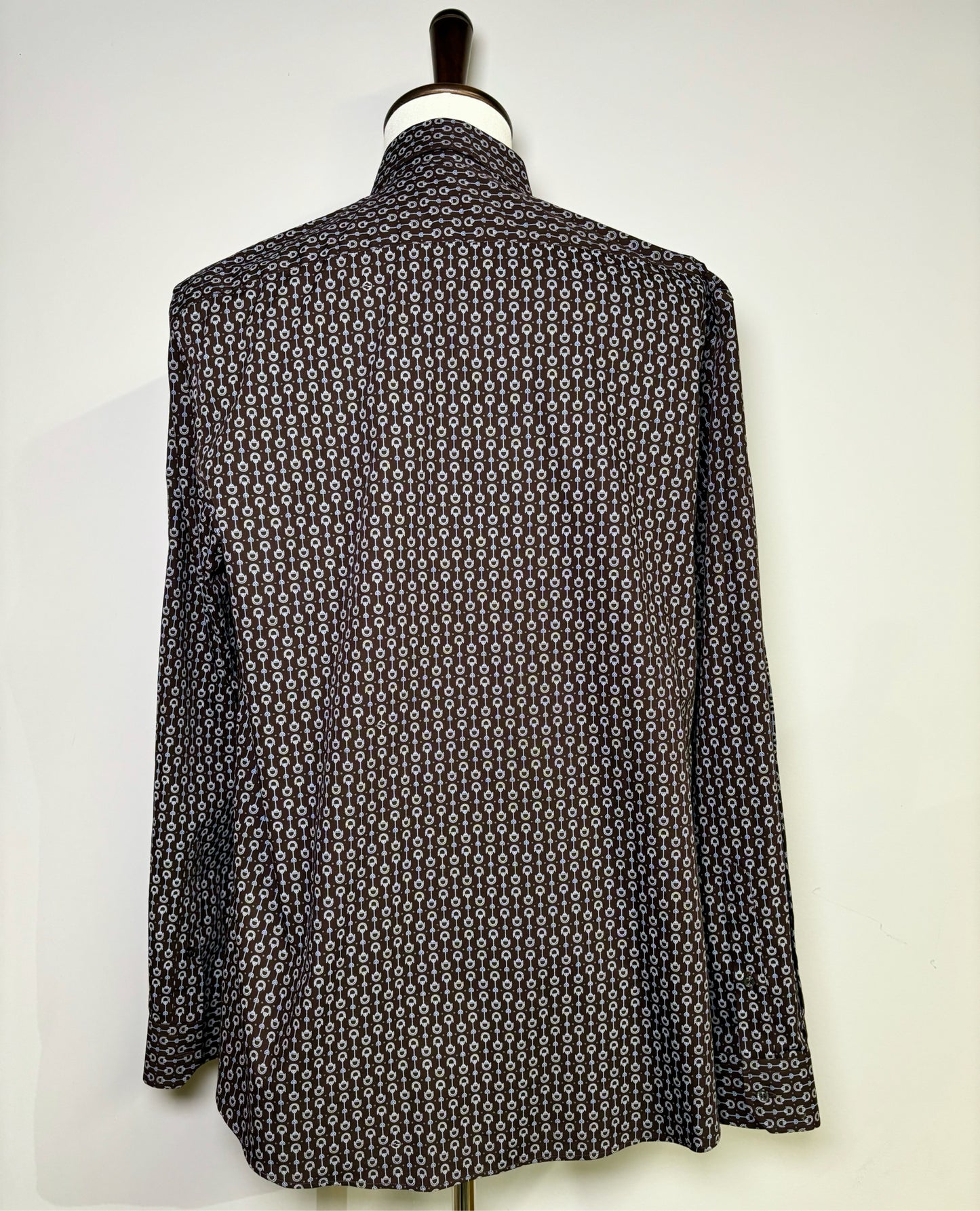 Mens Size 43 Gucci Brown Cotton Horsebit Men's Shirt