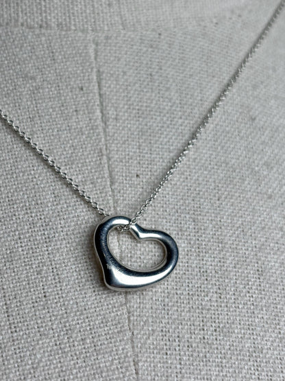 Tiffany & Co. Open Puffy Heart Elsa Peretti Sterling Silver Pre-owned Necklace