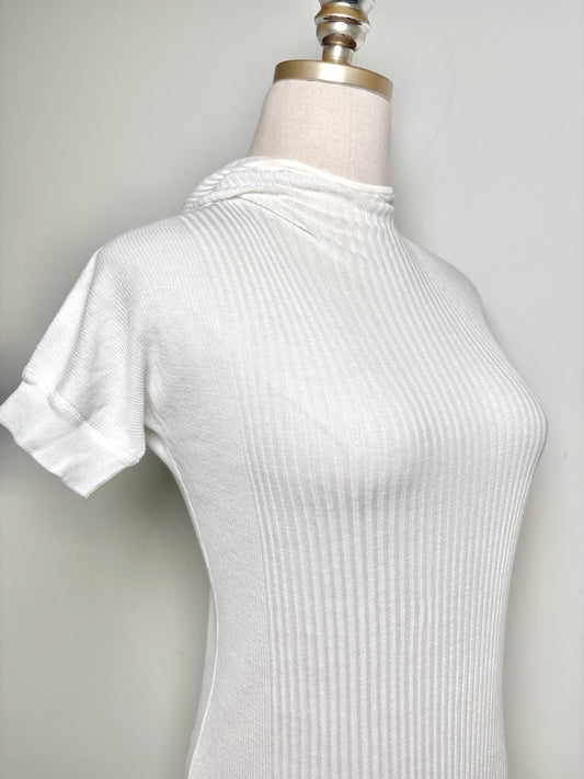 Women Size 6 Isabel Toledo White Solid Cotton Blend Midi Bodycon Dress