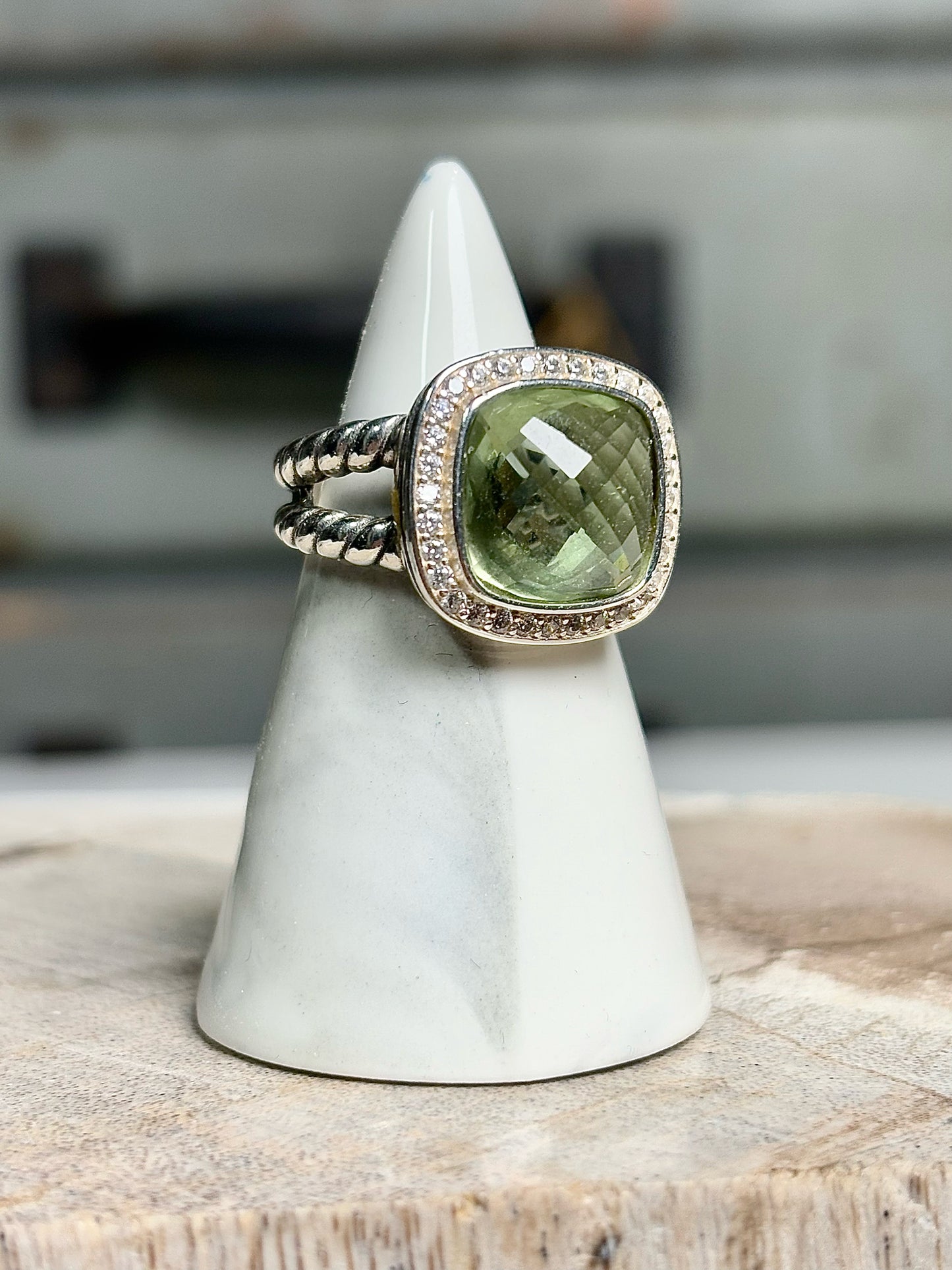 David Yurman Prasiolite, Diamonds Green 6 Ring
