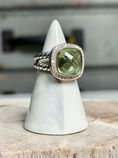 David Yurman Prasiolite, Diamonds Green 6 Ring