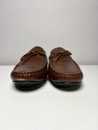 Men Shoe Size 7 Tod's Brown Leather Pre-Owned Gommino Driving Loafers
