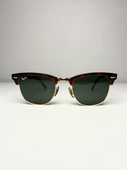 Unisex Ray-Ban RB3016 Clubmaster Brown Tortoiseshell & Gold Pre-Owned Sunglasses