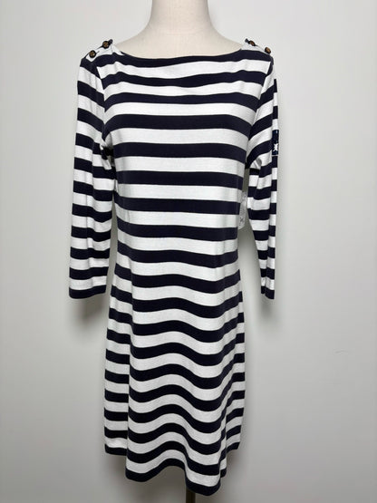 Women Size M Tory Burch Navy & White Stripe Cotton Dress