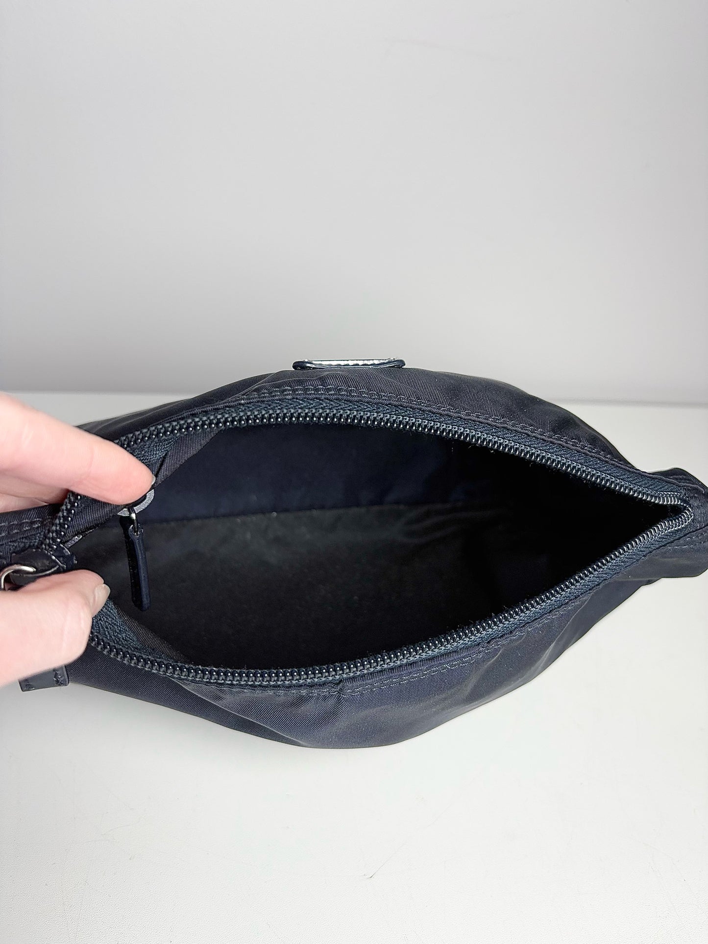 Prada Black Top Zipper Nylon Travel Pouch