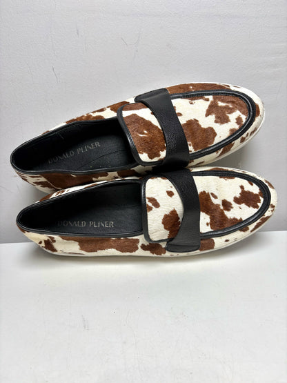 Women's Shoe Size 9.5 Donald J. Pliner Richiieeh Brown & Cream Cow Print Calf Hair NWT Pre-Owned Slip-Ons