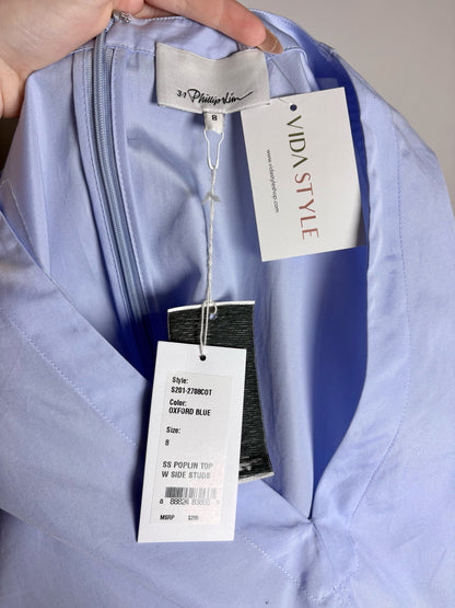 Women Size 8 3.1 Phillip Lim Light Blue Solid 100% Cotton Women's Top