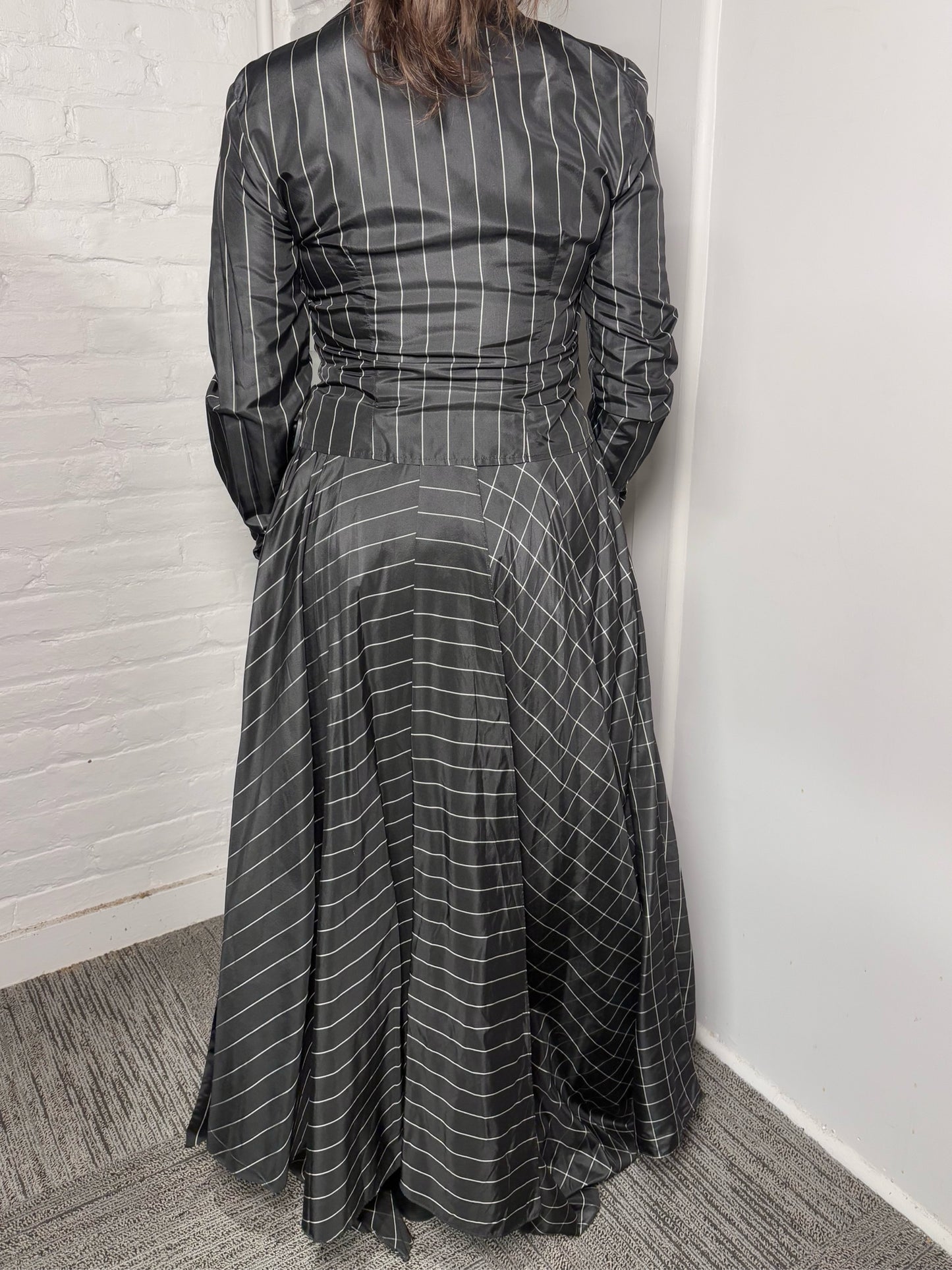 Women Size 8 Del Rosario Black & White Checkered Vintage Taffeta 2 Piece Set