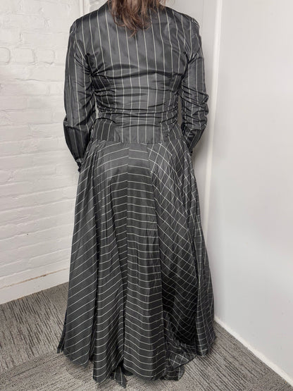 Women Size 8 Del Rosario Black & White Checkered Vintage Taffeta 2 Piece Set