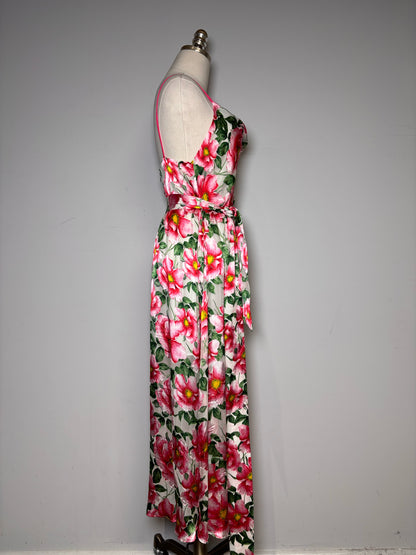 Women Size 2 Alice + Olivia White, Pink, Green Floral Silk Blend Pre-owned Dress