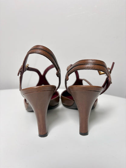 W Shoe Size 36.5 (6.5 US) Prada Brown Leather Vintage Pump