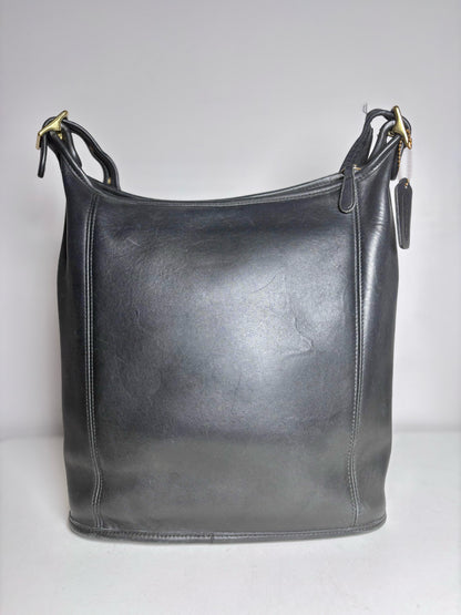 Coach Solid Vintage Leather Pre-owned Black Leather Medium Purse
