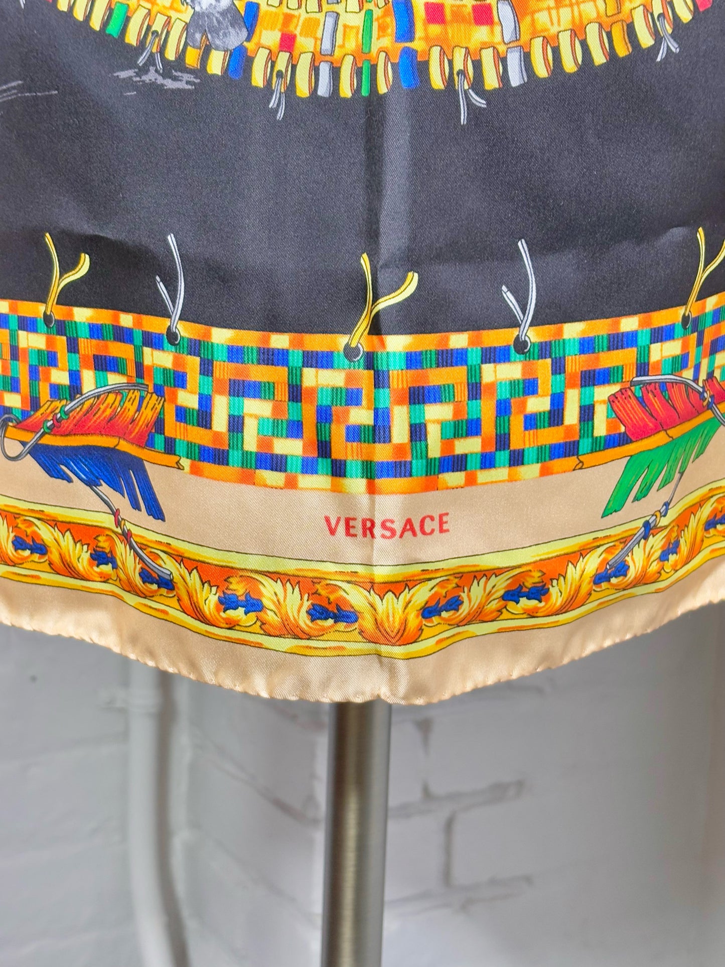 Versace Print Silk 100% Silk Vintage 1980s 34 x 34 Scarf