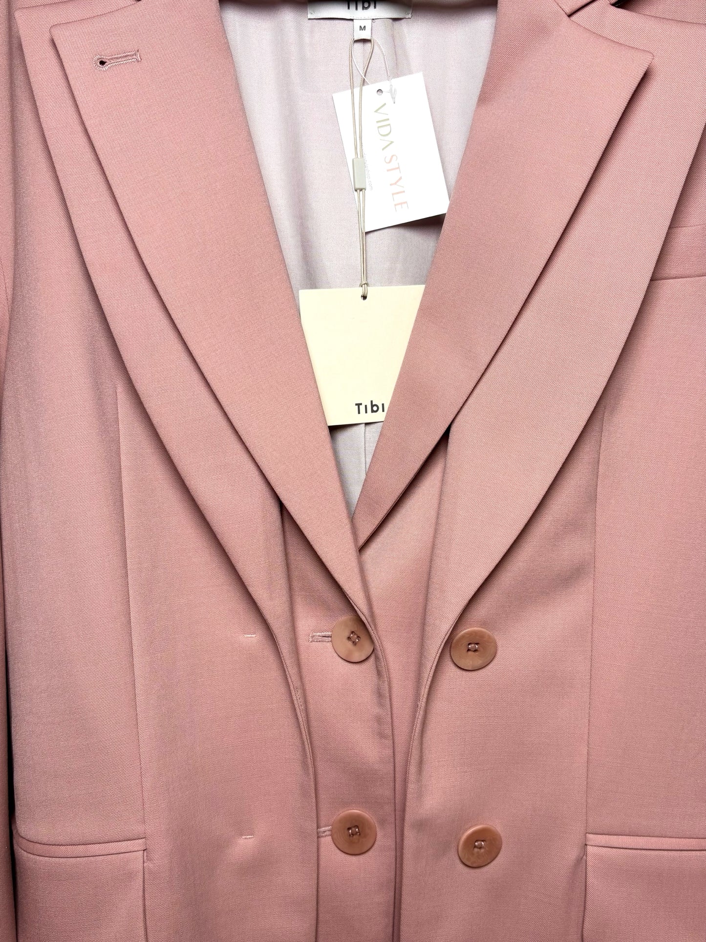 Women Size M Tibi Light Pink Liam Double Lapel Jacket/Blazer NWT Pre-owned