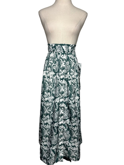 Women's Size L Tibi Green & White Batik Print Recycled Nylon Pre-Owned Full Skirt