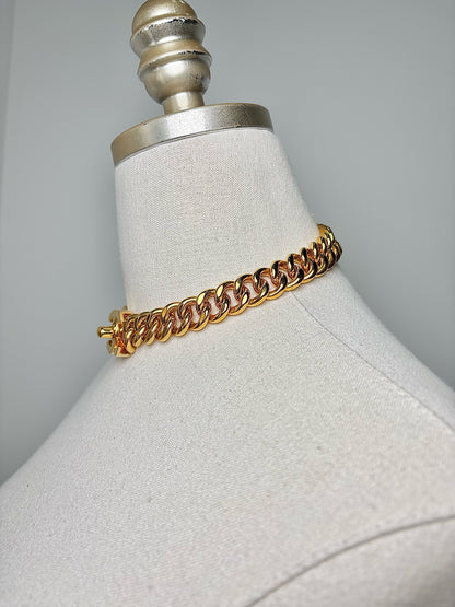 24K Gold Plated Vintage Chanel Chain Link Choker Necklace