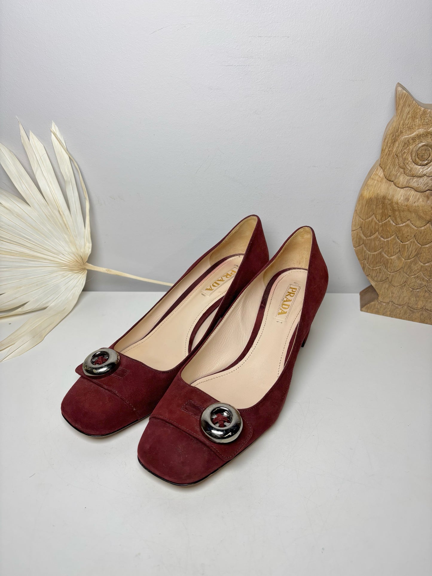 W Shoe Size 41 Prada Burgundy Leather Suede NWT Pump