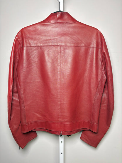Gucci Burgundy Leather Solid Men's 48 (XL) Jacket