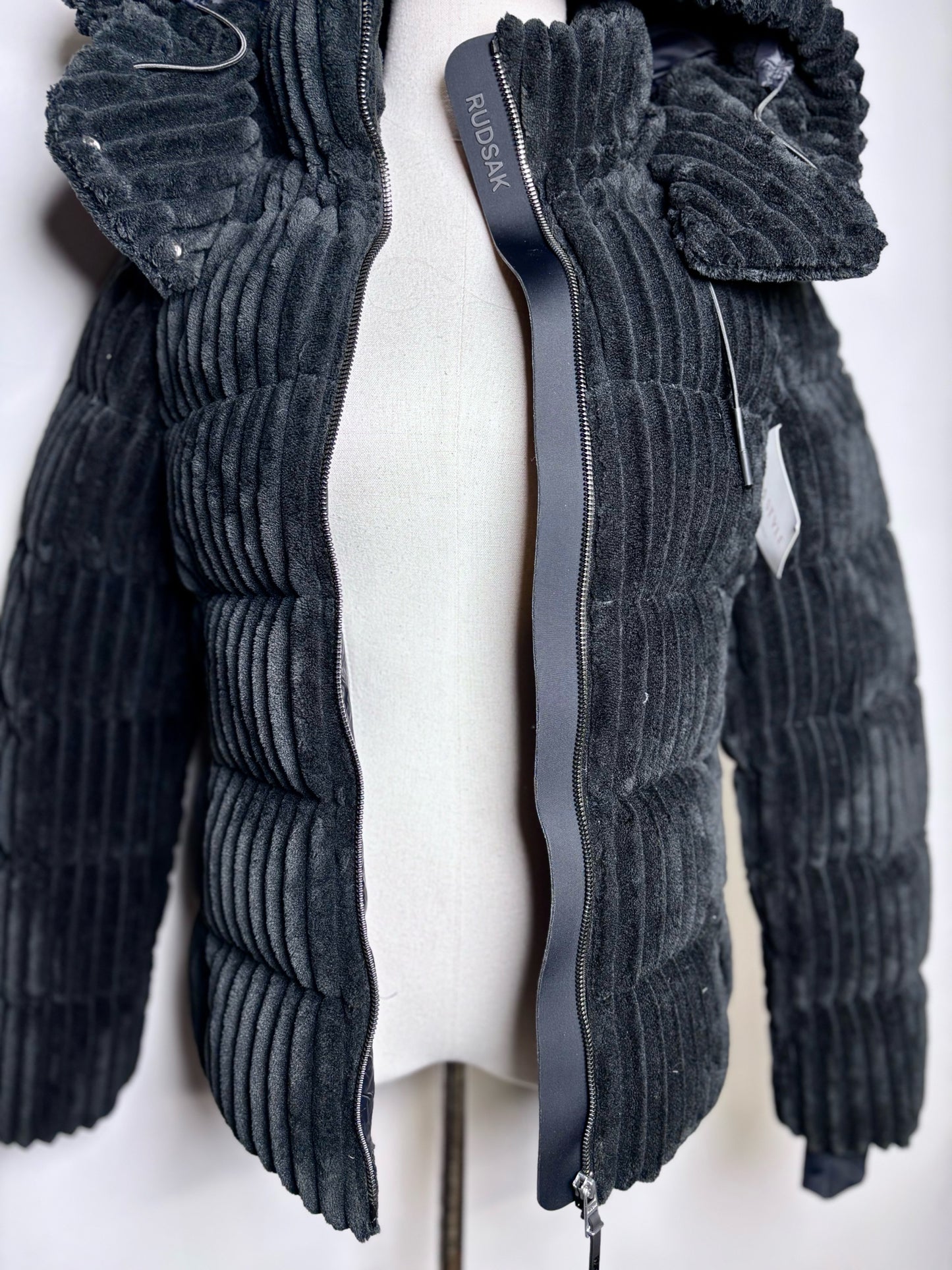 Women Size XS Rudsak Black Ribbed Coat