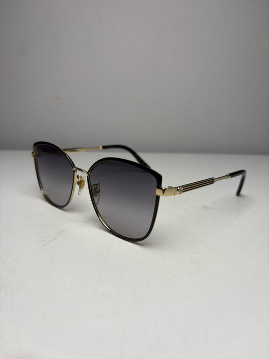 Women's Gucci GG0589SK Black & Gold Metal Pre-Owned Cat-Eye Sunglasses