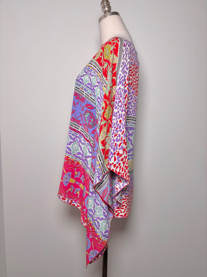 Women Size One Size Cavalli Class Blue, red, green, yellow Floral Silk Blouse