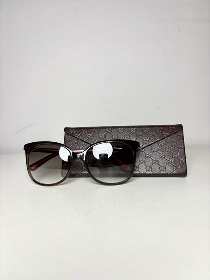 Women's Gucci GG 3649/S Brown w/Red, Green Web Stripe Acetate Sunglasses Pre-Owned