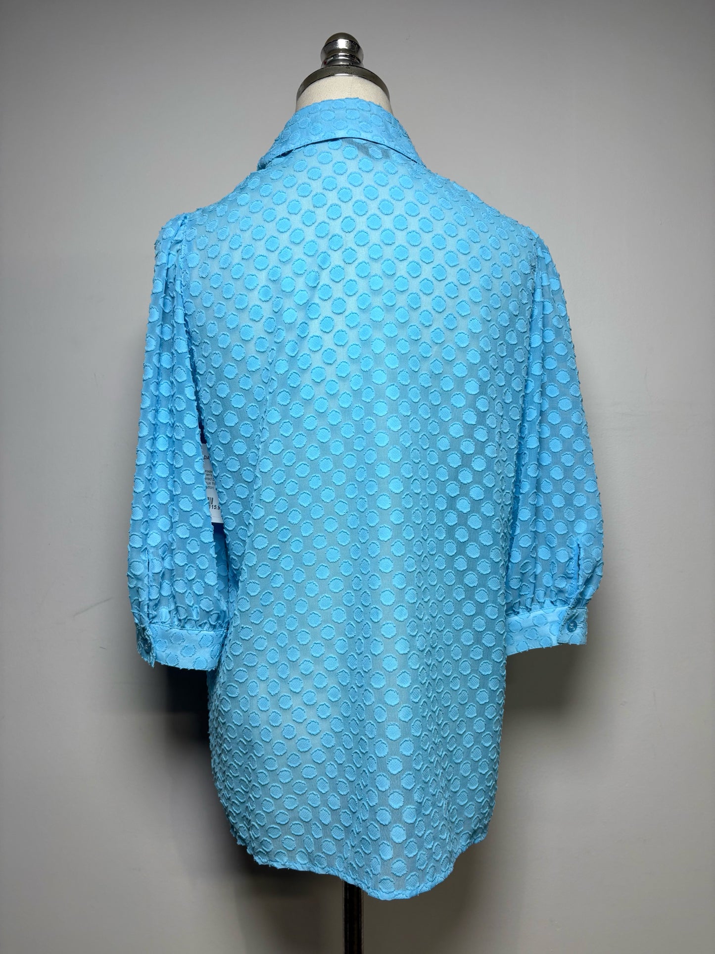 Women Size XS Smythe Blue Embroidered Dot Pre-Owned Button-Down Blouse