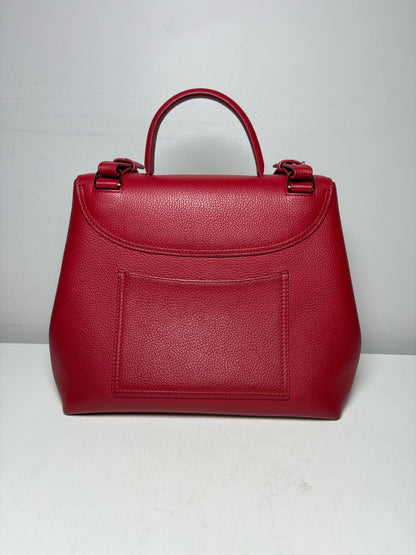 Women's Authentic Polène Numéro Un Red Pebbled Leather Pre-Owned Top Handle Crossbody Bag