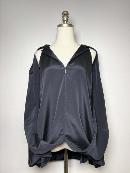 Women Size 8 Tibi Cocoon Layers Black Solid Blend NWT Pre-owned Top