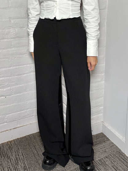 Women Size 2 Prabal Gurung Black Tuxedo Flowy Leg Pants