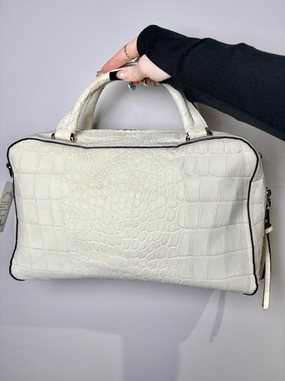 Coach Croc Embossed Leather Off-white Bleeker Purse