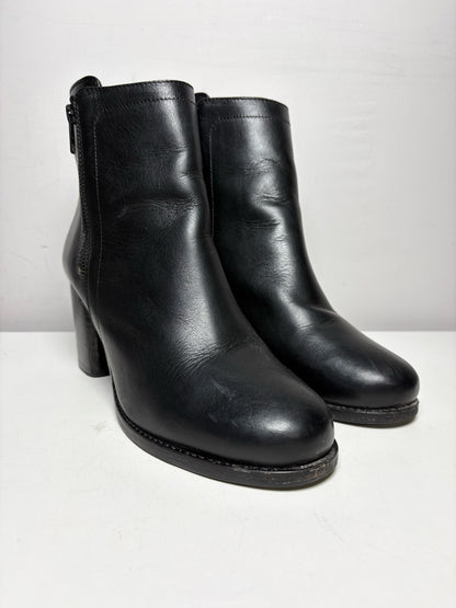 Women's Shoe Size 10 Frye Addie Double Zip Black Leather Pre-Owned Block Heel Ankle Boots