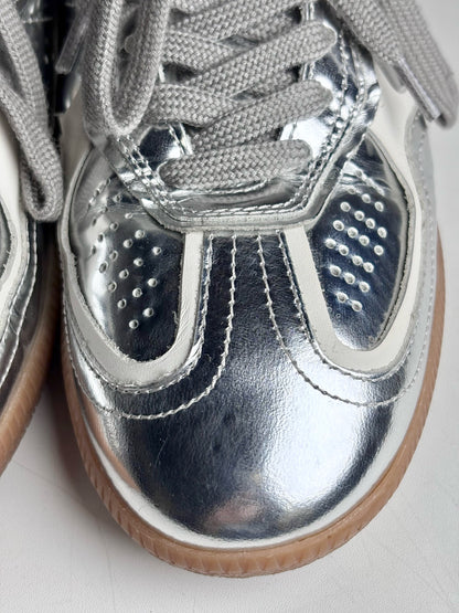 W Shoe Size 7/7.5 Alohas Metallic Silver Sustainable Leather Women's Sneakers