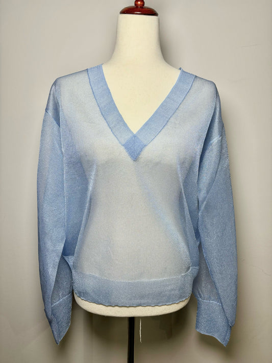 Women Size L J. Crew Blue Solid Top