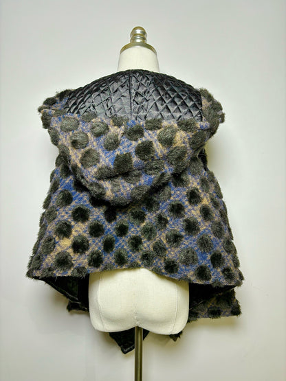 Women Size 2 Thakoon Addition Multi-Color Print Wool Vest Jacket