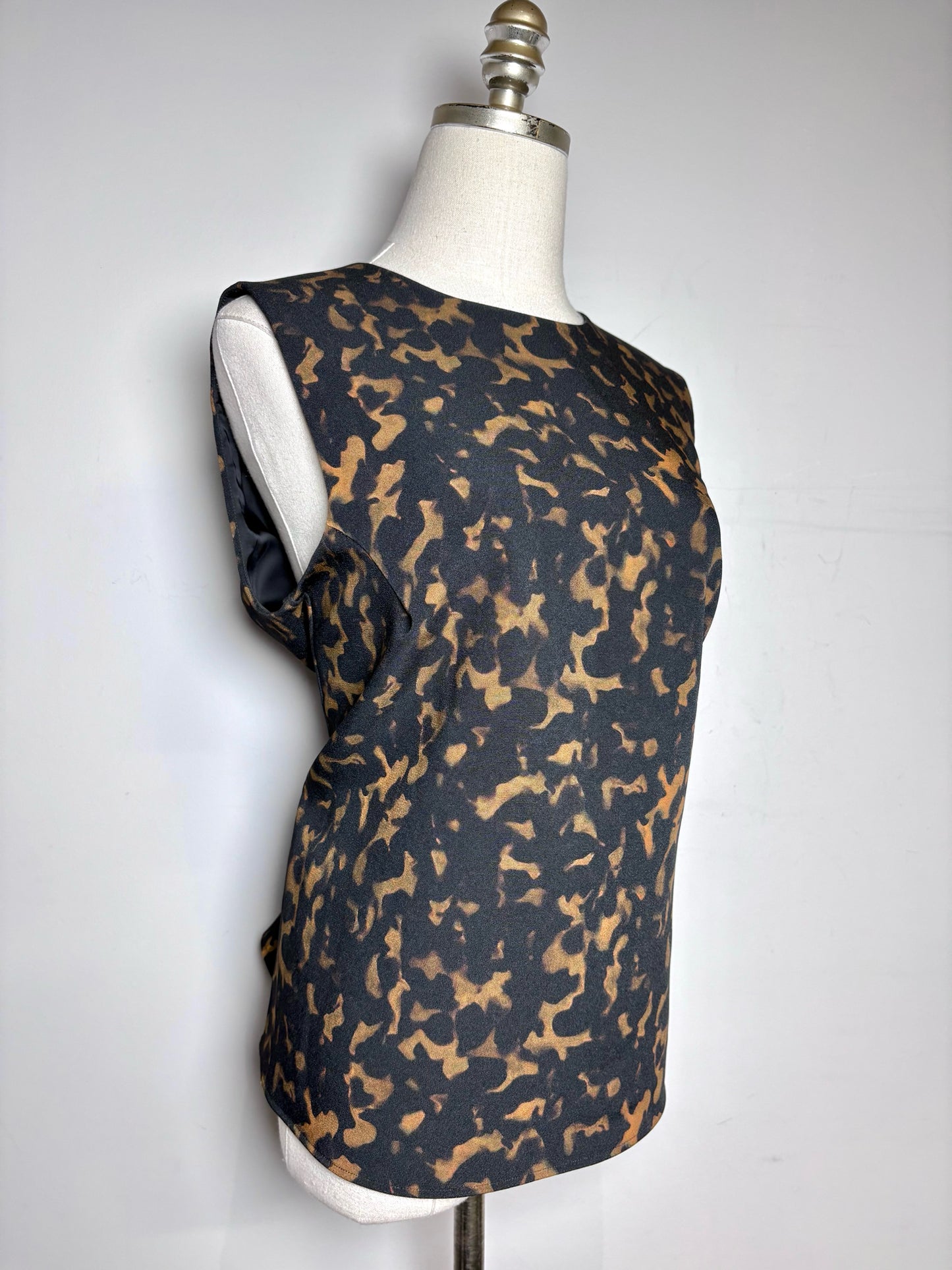 Women Size L Theory Black, Brown Abstract Print Sleeveless Top