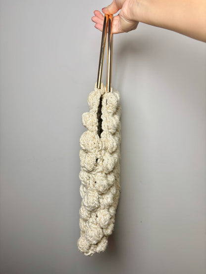 Ulla Johnson Crochet Cotton Cream Tote Gold Handles Purse